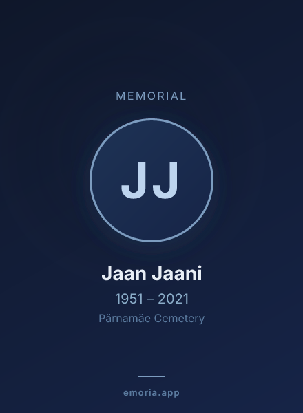 Memorial portrait of Jaan Jaani