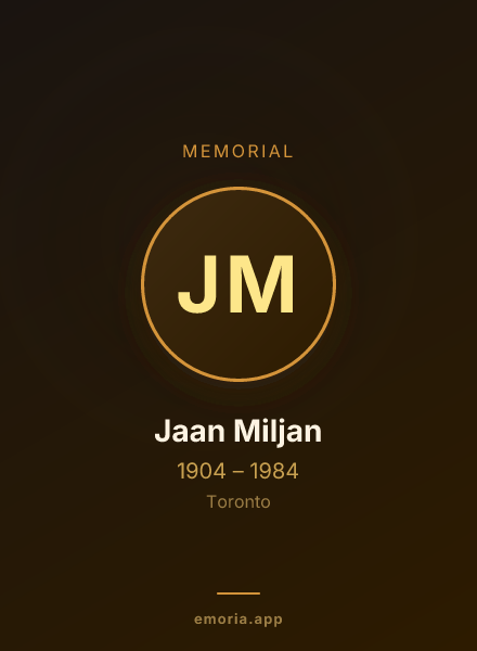 Memorial portrait of Jaan Miljan
