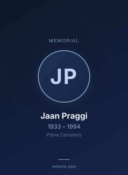 Memorial portrait of Jaan Praggi