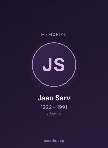 Memorial portrait of Jaan Sarv