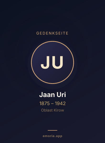 Gedenkportrait von Jaan Uri