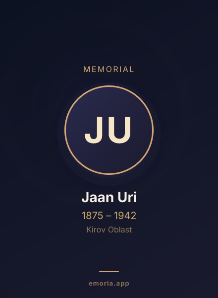 Memorial portrait of Jaan Uri
