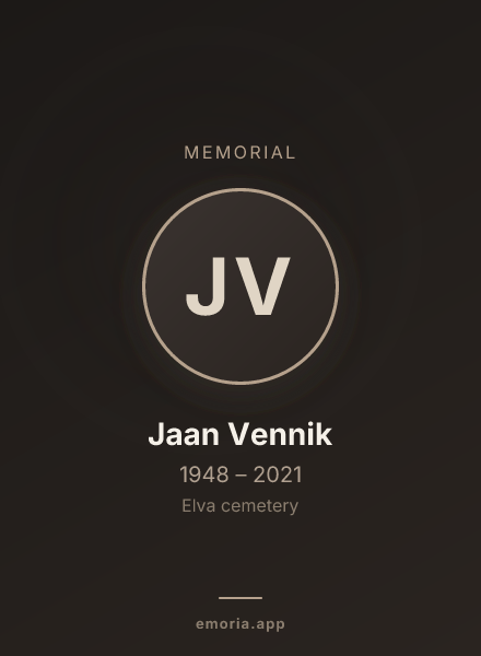 Memorial portrait of Jaan Vennik