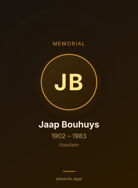 Memorial portrait of Jaap Bouhuys
