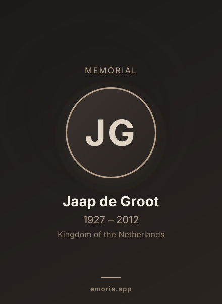 Memorial portrait of Jaap de Groot