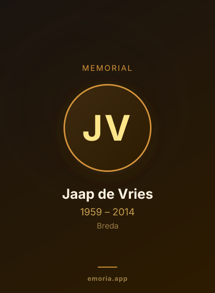 Memorial portrait of Jaap de Vries