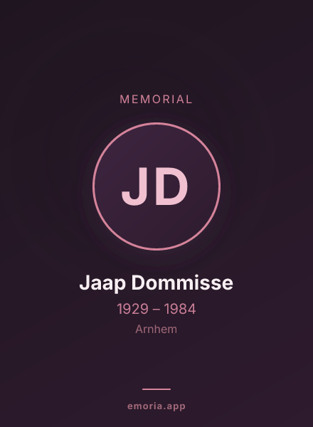 Memorial portrait of Jaap Dommisse