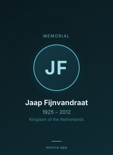 Memorial portrait of Jaap Fijnvandraat