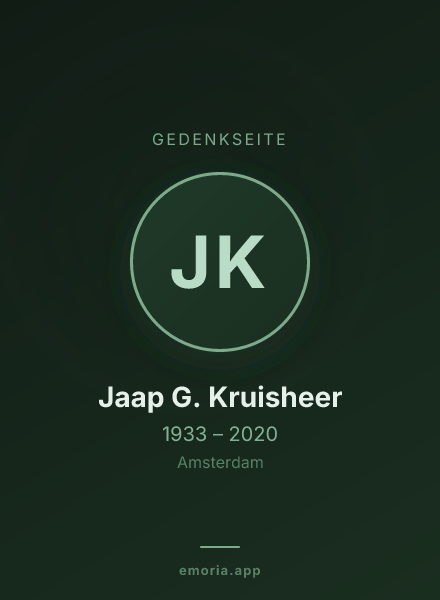 Gedenkportrait von Jaap G. Kruisheer