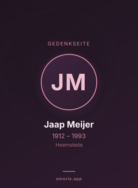 Gedenkportrait von Jaap Meijer