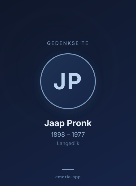 Gedenkportrait von Jaap Pronk