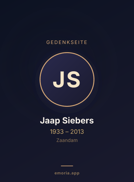 Gedenkportrait von Jaap Siebers