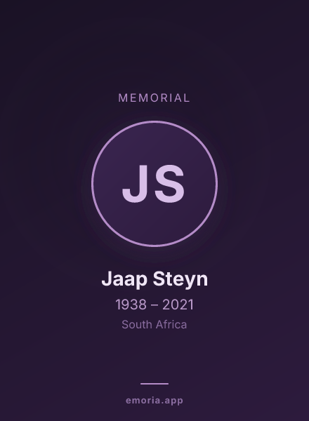 Memorial portrait of Jaap Steyn
