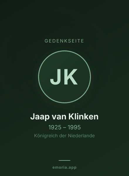 Gedenkportrait von Jaap van Klinken