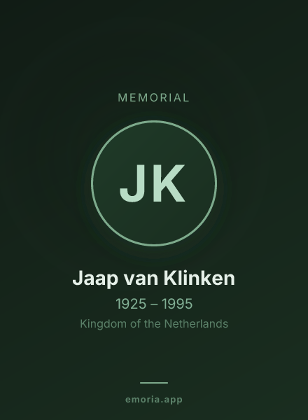 Memorial portrait of Jaap van Klinken