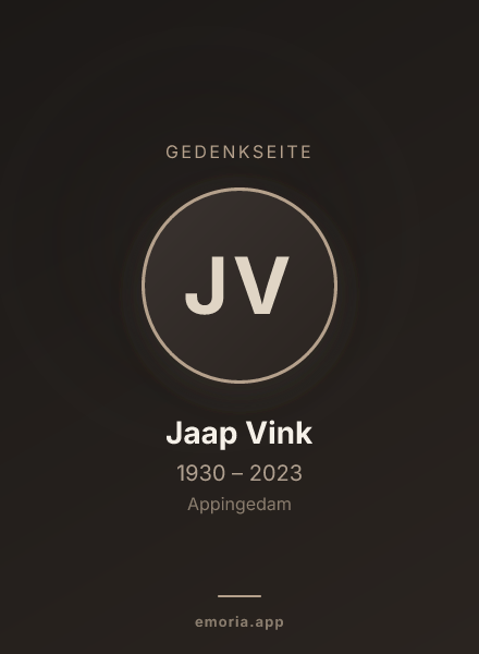 Gedenkportrait von Jaap Vink