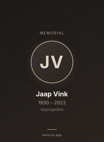 Memorial portrait of Jaap Vink
