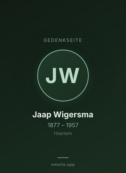 Gedenkportrait von Jaap Wigersma
