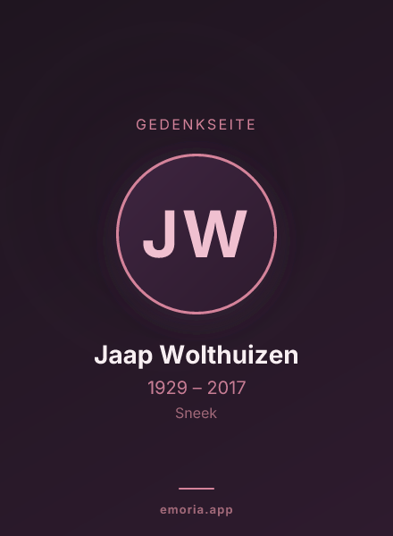 Gedenkportrait von Jaap Wolthuizen