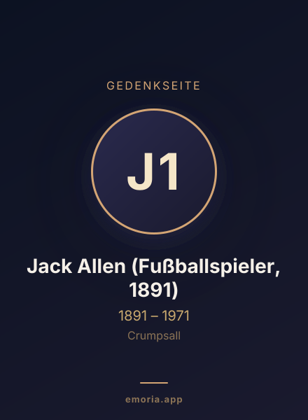 Gedenkportrait von Jack Allen (Fußballspieler, 1891)