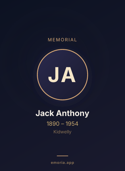 Memorial portrait of Jack Anthony