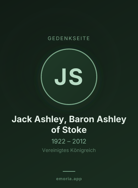 Gedenkportrait von Jack Ashley, Baron Ashley of Stoke