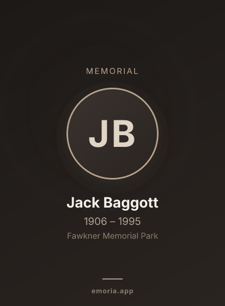 Memorial portrait of Jack Baggott