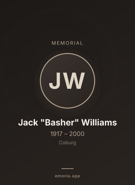 Memorial portrait of Jack "Basher" Williams