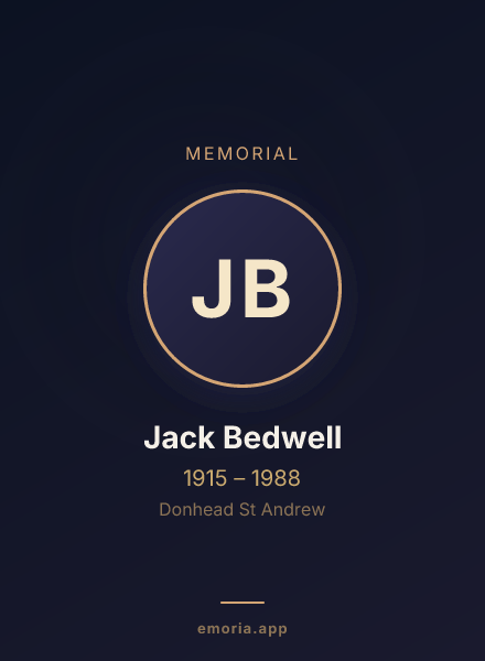 Memorial portrait of Jack Bedwell