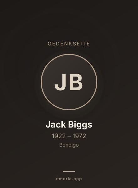 Gedenkportrait von Jack Biggs