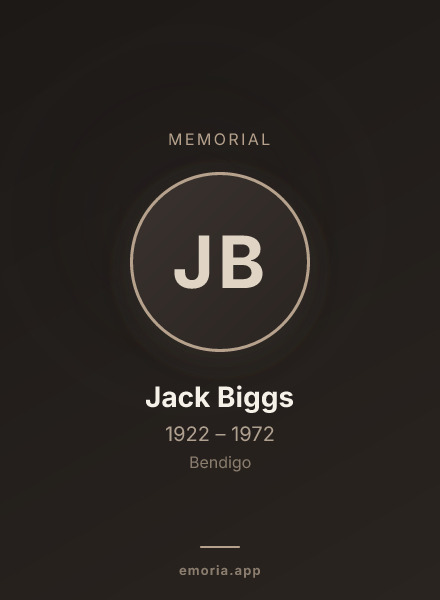 Memorial portrait of Jack Biggs