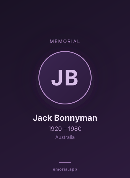 Memorial portrait of Jack Bonnyman