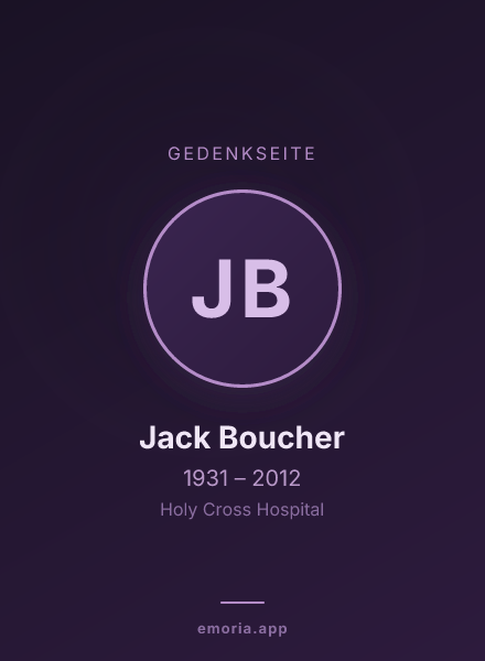 Gedenkportrait von Jack Boucher