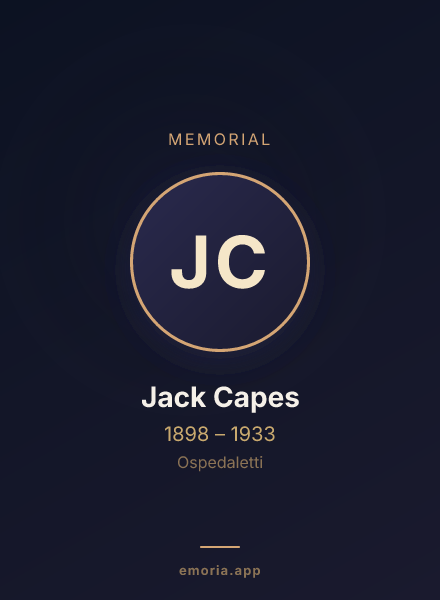 Memorial portrait of Jack Capes