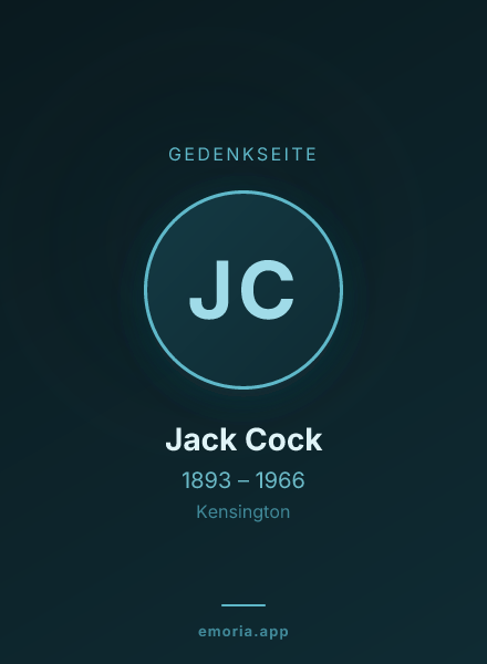 Gedenkportrait von Jack Cock