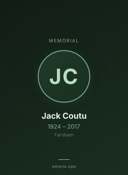 Memorial portrait of Jack Coutu