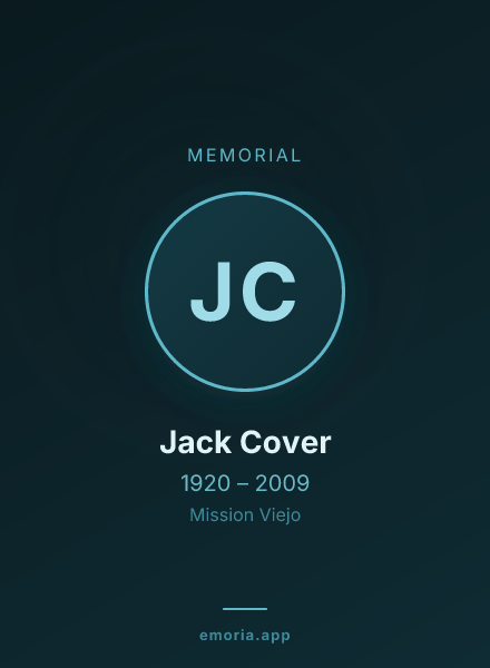 Memorial portrait of Jack Cover