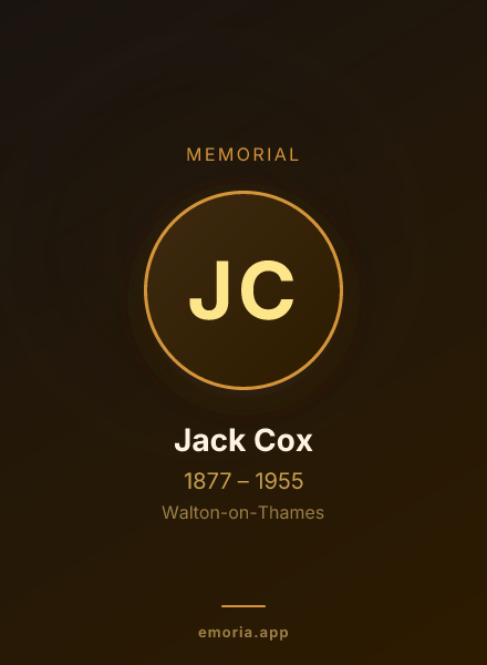 Memorial portrait of Jack Cox