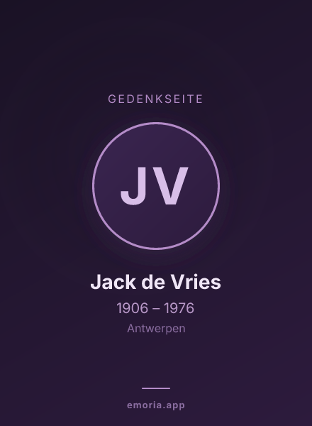 Gedenkportrait von Jack de Vries
