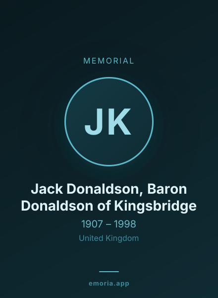 Memorial portrait of Jack Donaldson, Baron Donaldson of Kingsbridge