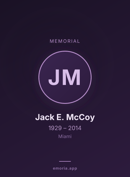 Memorial portrait of Jack E. McCoy
