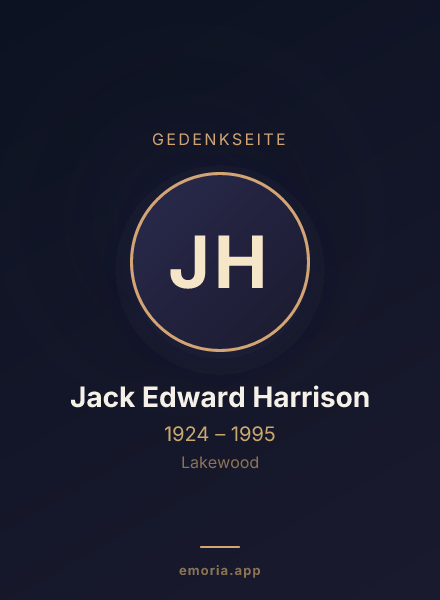 Gedenkportrait von Jack Edward Harrison