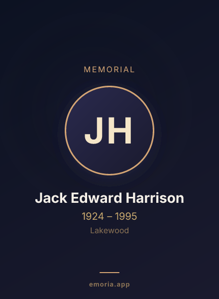 Memorial portrait of Jack Edward Harrison