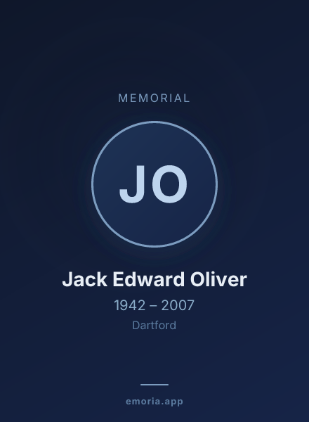 Memorial portrait of Jack Edward Oliver