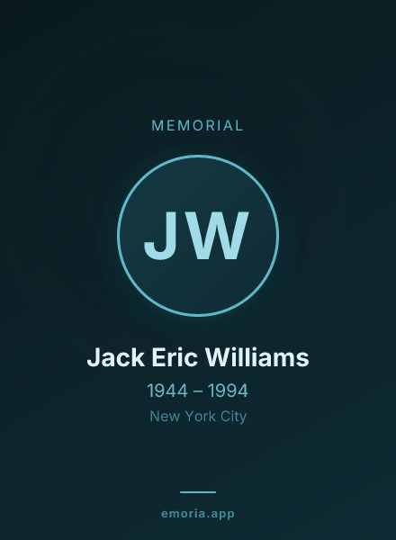 Memorial portrait of Jack Eric Williams