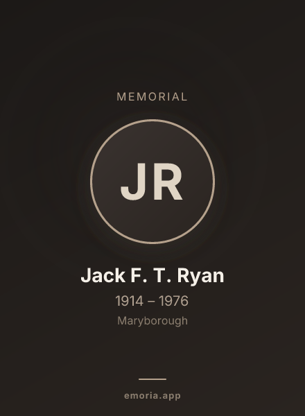 Memorial portrait of Jack F. T. Ryan
