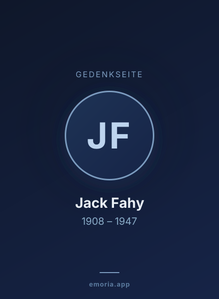 Gedenkportrait von Jack Fahy