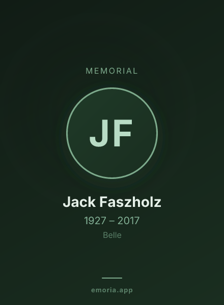 Memorial portrait of Jack Faszholz