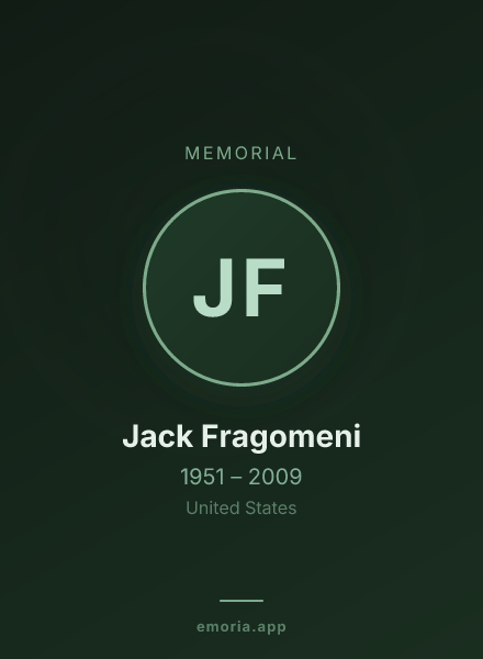 Memorial portrait of Jack Fragomeni