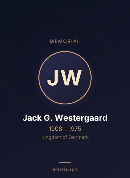 Memorial portrait of Jack G. Westergaard